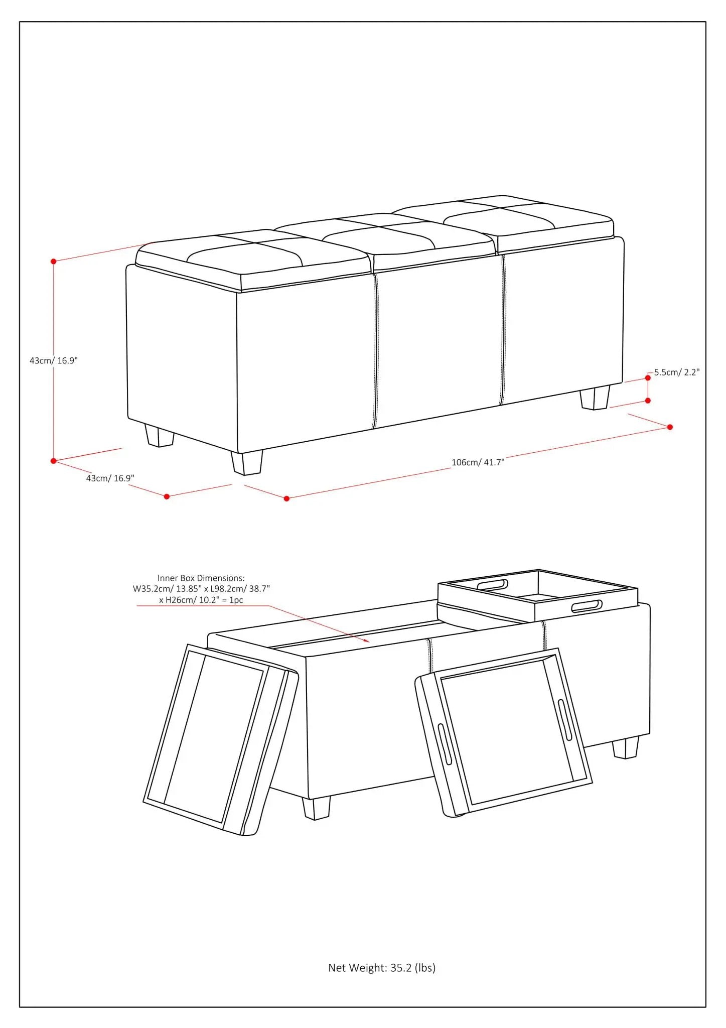 Avalon - Upholstered Storage Ottoman by HouseOfZazla