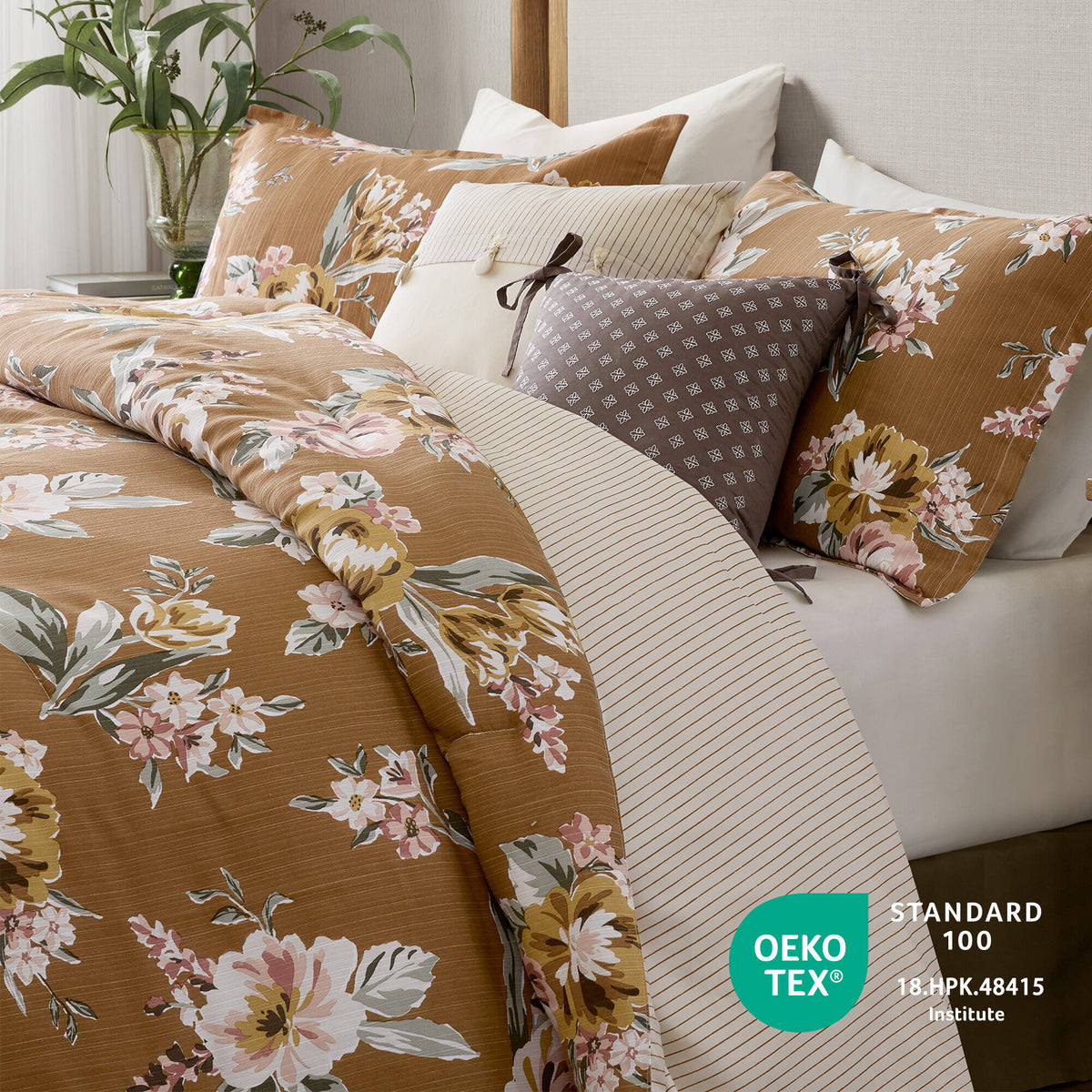 7-Piece King Vin Floral Comforter Set - Terracotta, photo 3 of 10