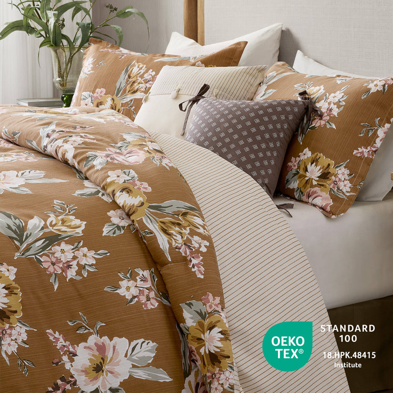 7-Piece King Vin Floral Comforter Set - Terracotta, photo 3 of 10