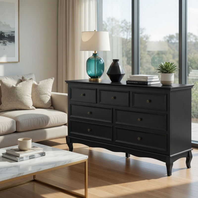 7 Drawer Dresser, Storage Chest - Black by HouseOfZazla