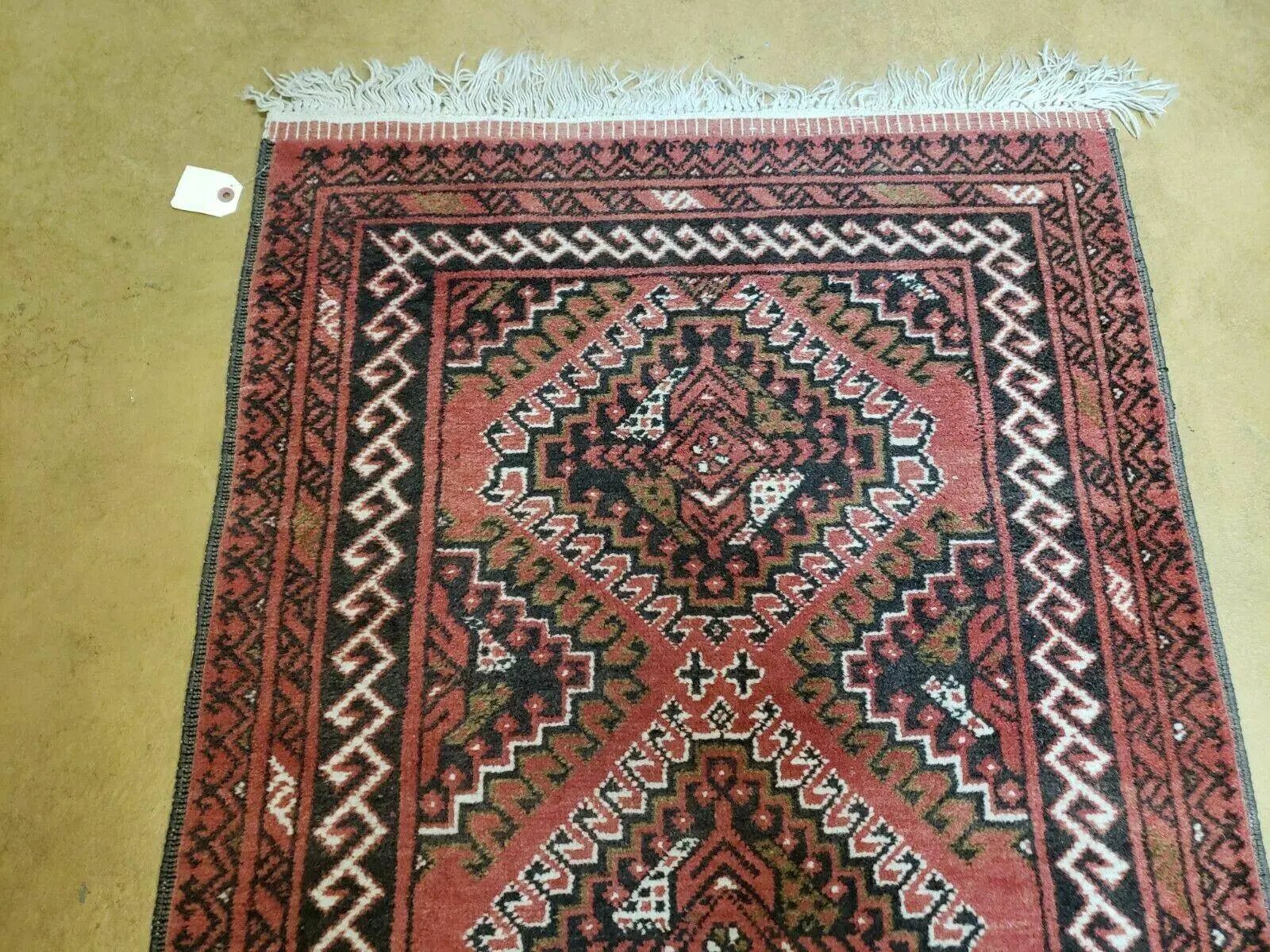 2' 5" X 9' Vintage Handmade Bokhara Red Turkoman Pakistani Wool Runner Rug Organic by Jewel Rugs