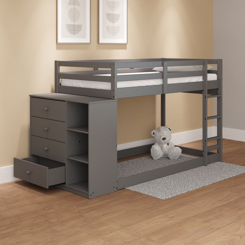 Gaston - Bunk Bed Twin Over Twin With 4 Drawers & 3 Compartments - Gray by HouseOfZazla