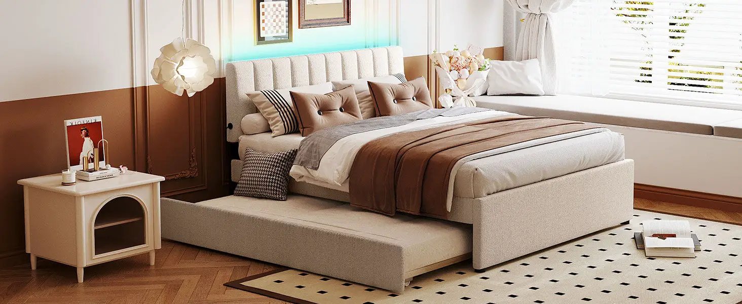 Upholstered Platform Bed With Trundle by HouseOfZazla