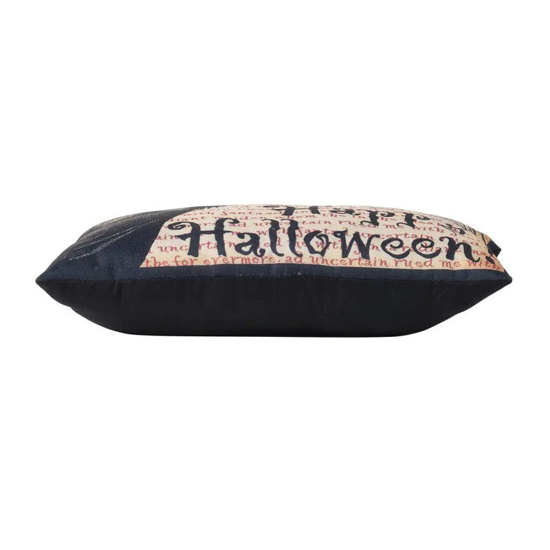 Crow Happy Halloween Pillow - Beige / Black by Unique Piece Furniture