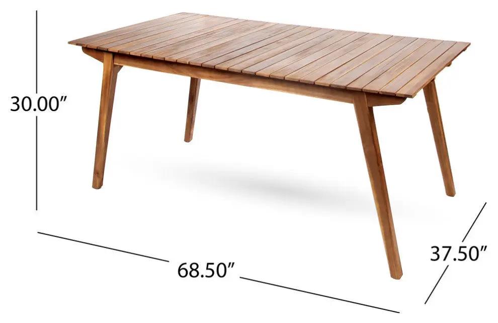 Outdoor 7 Pieces Acacia Wood Dining Set with Taiga 69 Table and Teak Finish by HouseOfZazla