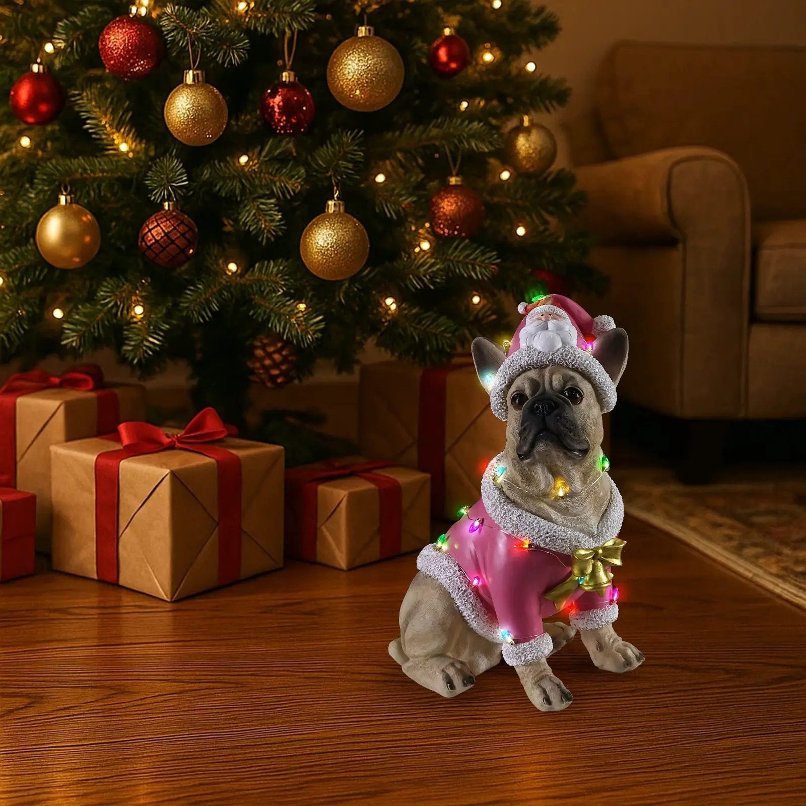 Christmas French Bulldog Statue by HouseOfZazla