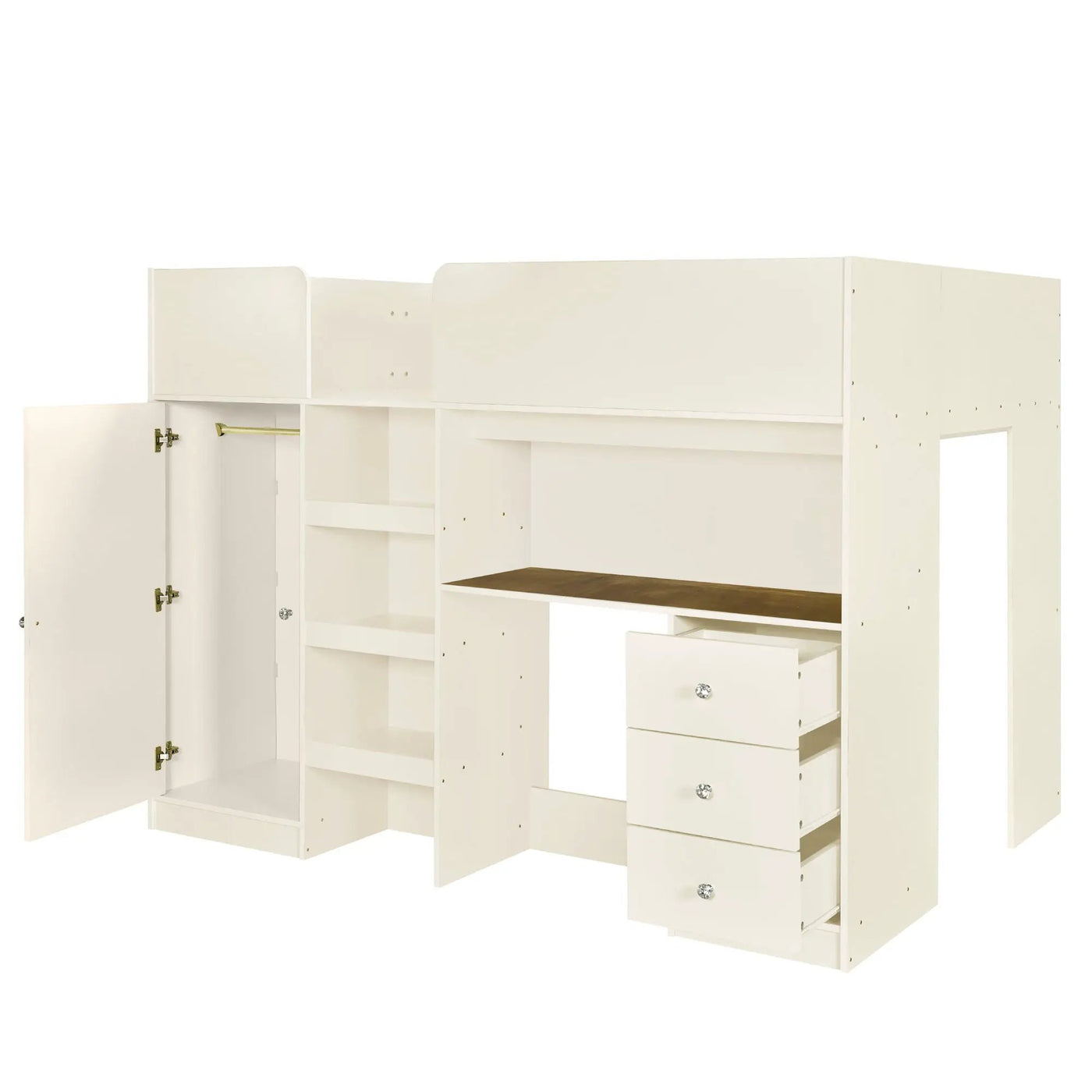 Loft Bed With Built In Wardrobe, Desk, Shelves, And Drawers by HouseOfZazla