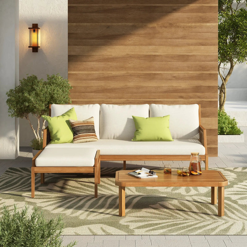 3 Piece Acacia Wood Patio Furniture Set with Coffee Table by HouseOfZazla