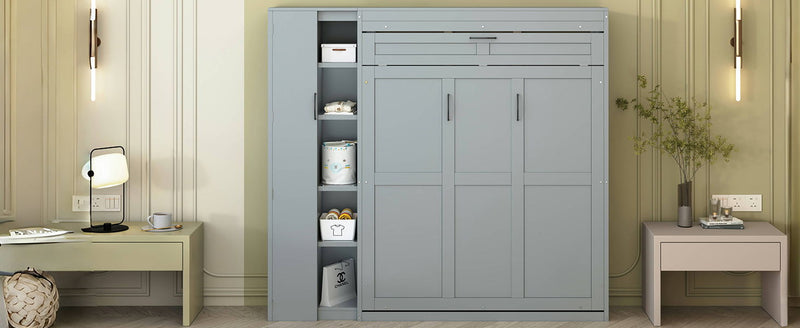 Murphy Wall Bed With Shelves, Wardrobe And LED Lights