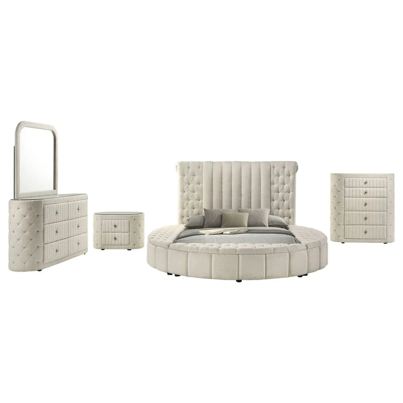 Sonya 5-piece Upholstered Queen Bedroom Set Ivory by Unique Piece Furniture