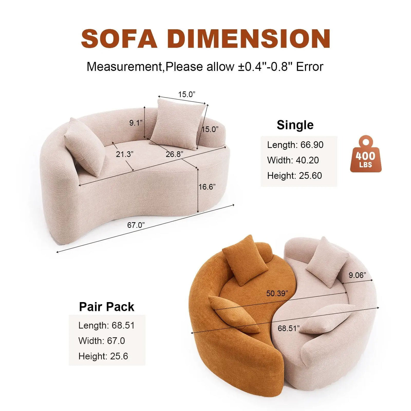 Tai Chi - Curved Dual Depth Loveseat by HouseOfZazla