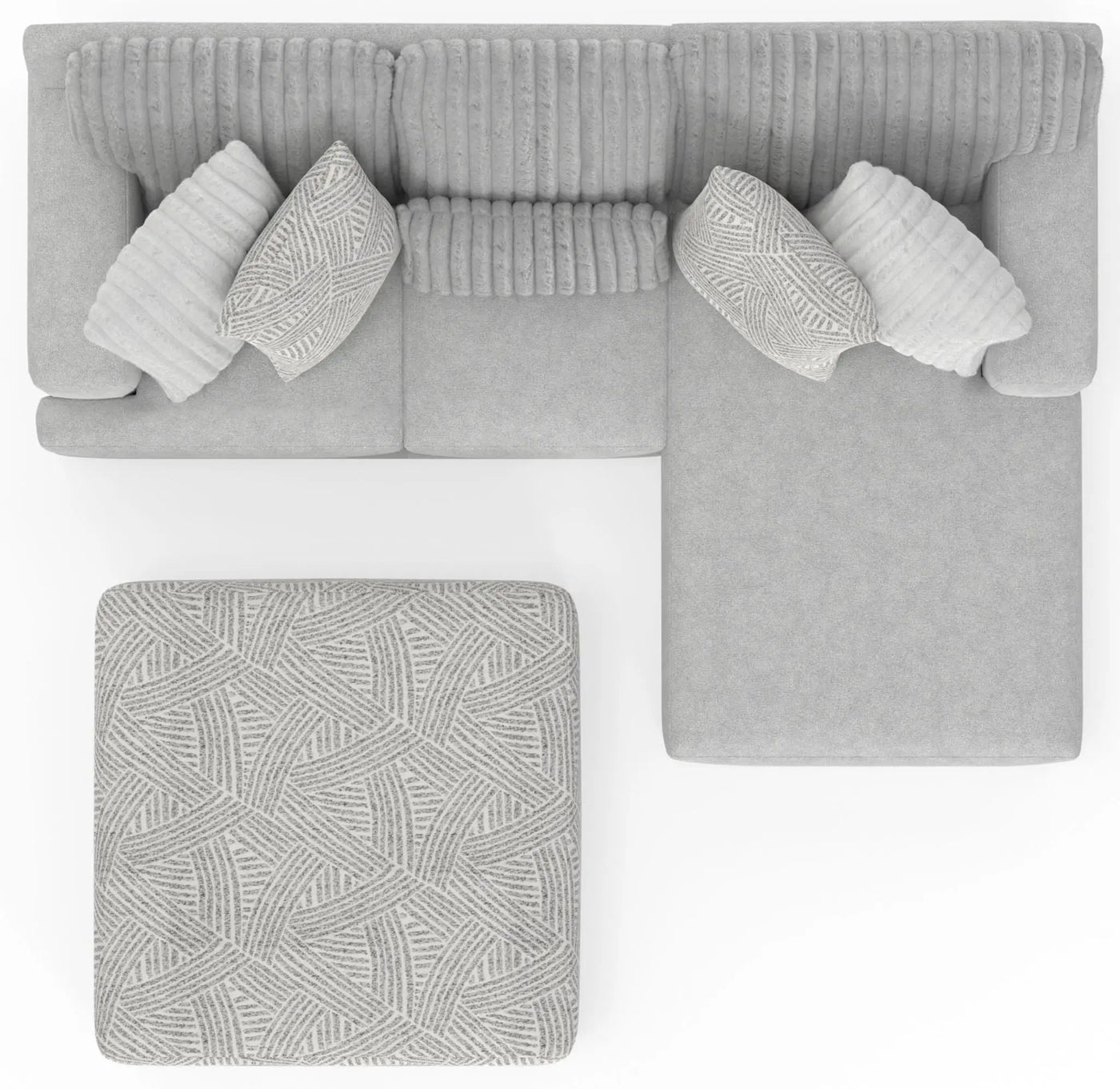 Logan - Upholstered Sectional With Comfort Coil Seating - 46" Cocktail Ottoman And Accent Pillows Included by Unique Piece Furniture