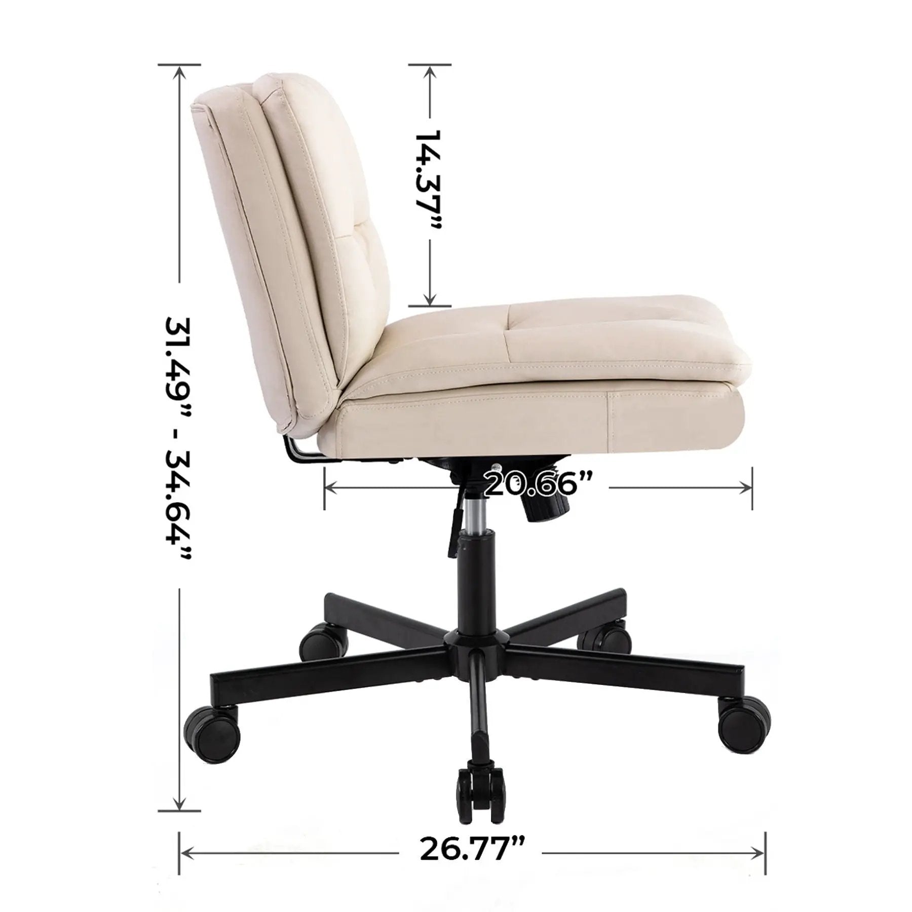 Large Size Swivel Home Office Desk Chair Armless Office Room Chair - Beige by HouseOfZazla