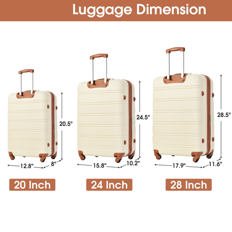3 Piece Luggage Set Hardside Spinner Suitcase With Tsa Lock 20" 24" 28" Available by HouseOfZazla