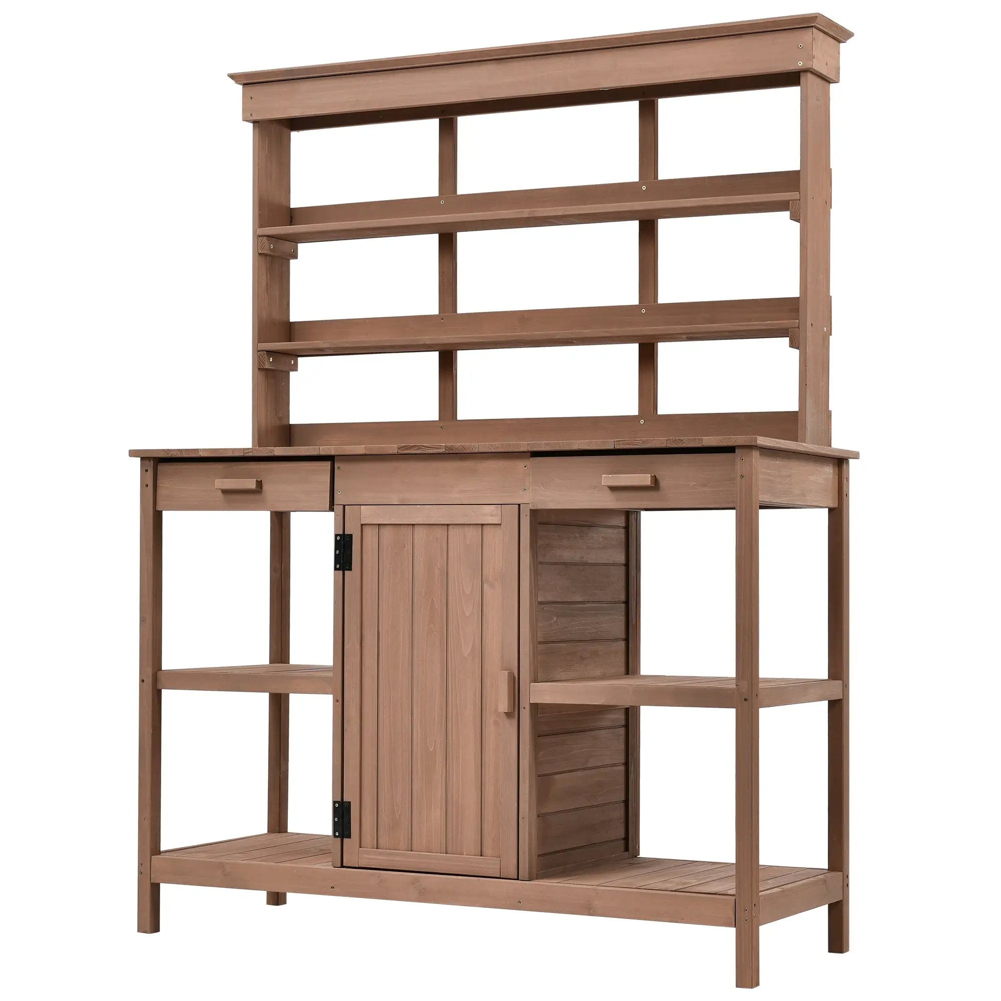 TOPMAX 66" Large Outdoor Farmhouse Wooden Potting Bench Table by HouseOfZazla