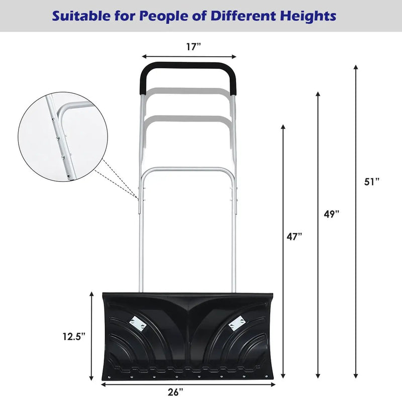Rolling Snow Pusher Shovel with Adjustable Handle by DirectDeals