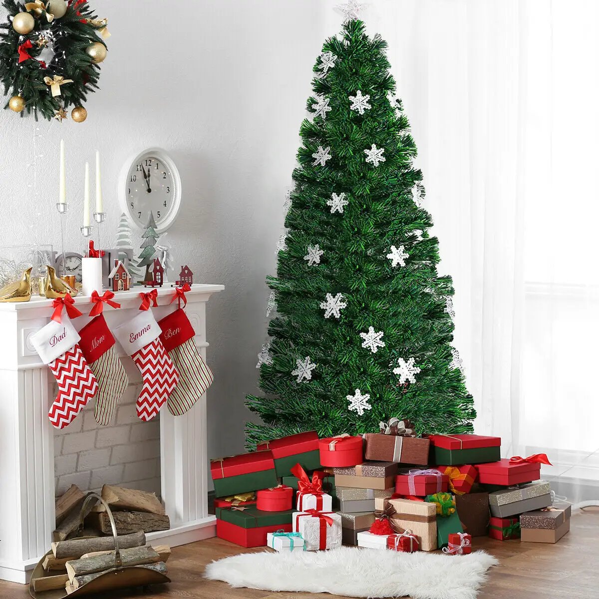 LED Optic Artificial Christmas Tree with Snowflakes by DirectDeals