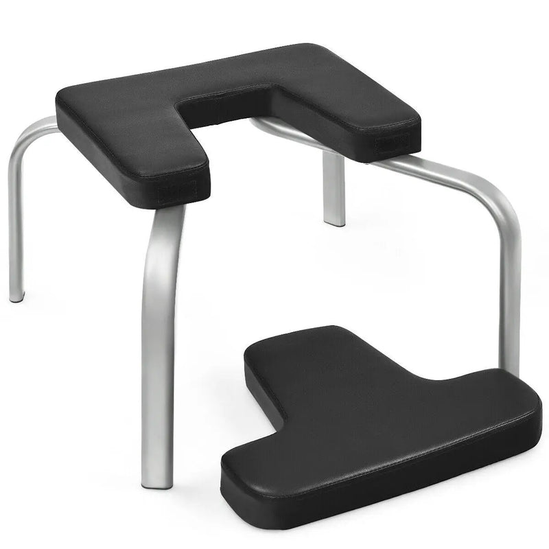 Yoga Iron Headstand Bench with PVC Pads for Family Gym-Black by DirectDeals
