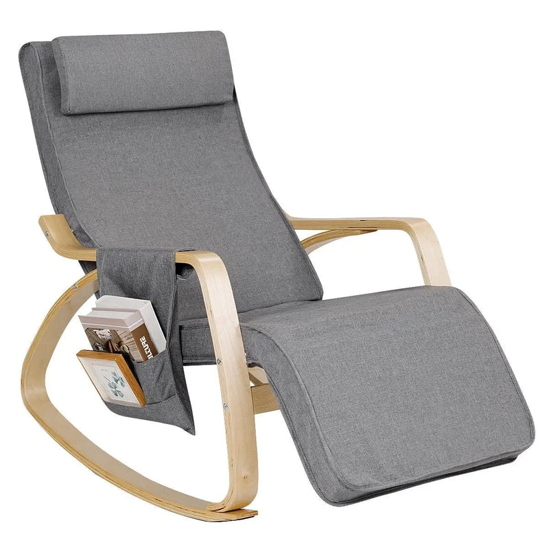Comfortable Lounge Rocking Chair with Removable Cushion Cover and Side Pocket by DirectDeals