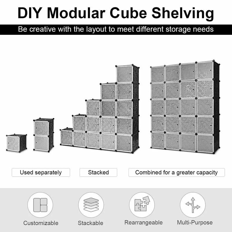 20-Cube DIY Plastic Cube Storage Organizer with Doors by DirectDeals