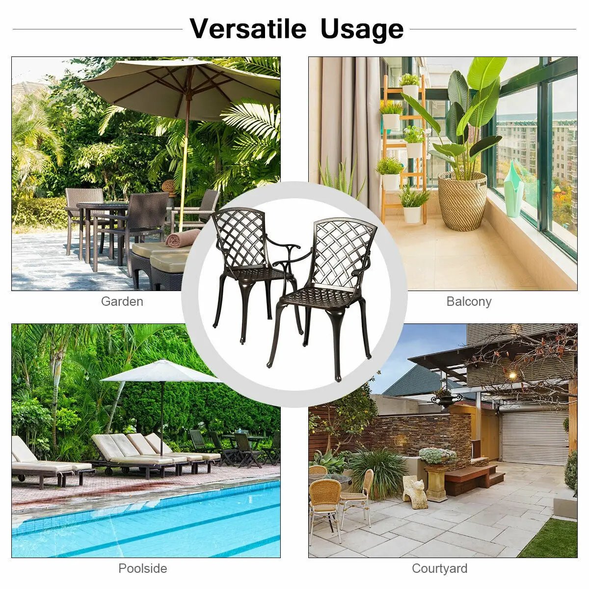 Outdoor Aluminum Dining Set of 2 Patio Bistro Chairs by DirectDeals