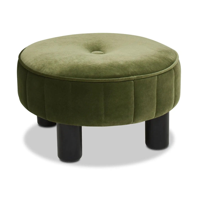 Riley - Round Footstool Ottoman - Olive Green by HouseOfZazla
