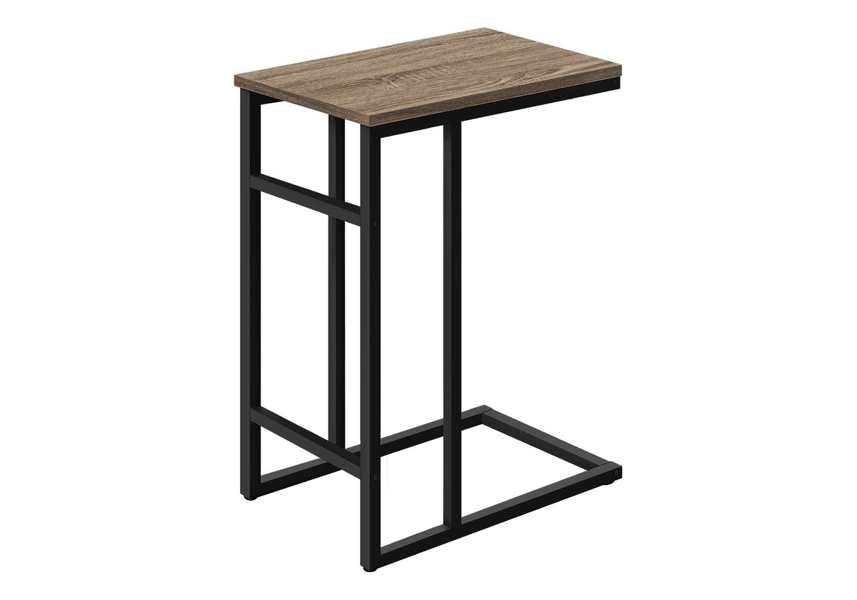 C-Shaped Accent Table with Wood Top and Metal Base - Light Brown, Gray, Black, photo 12 of 12