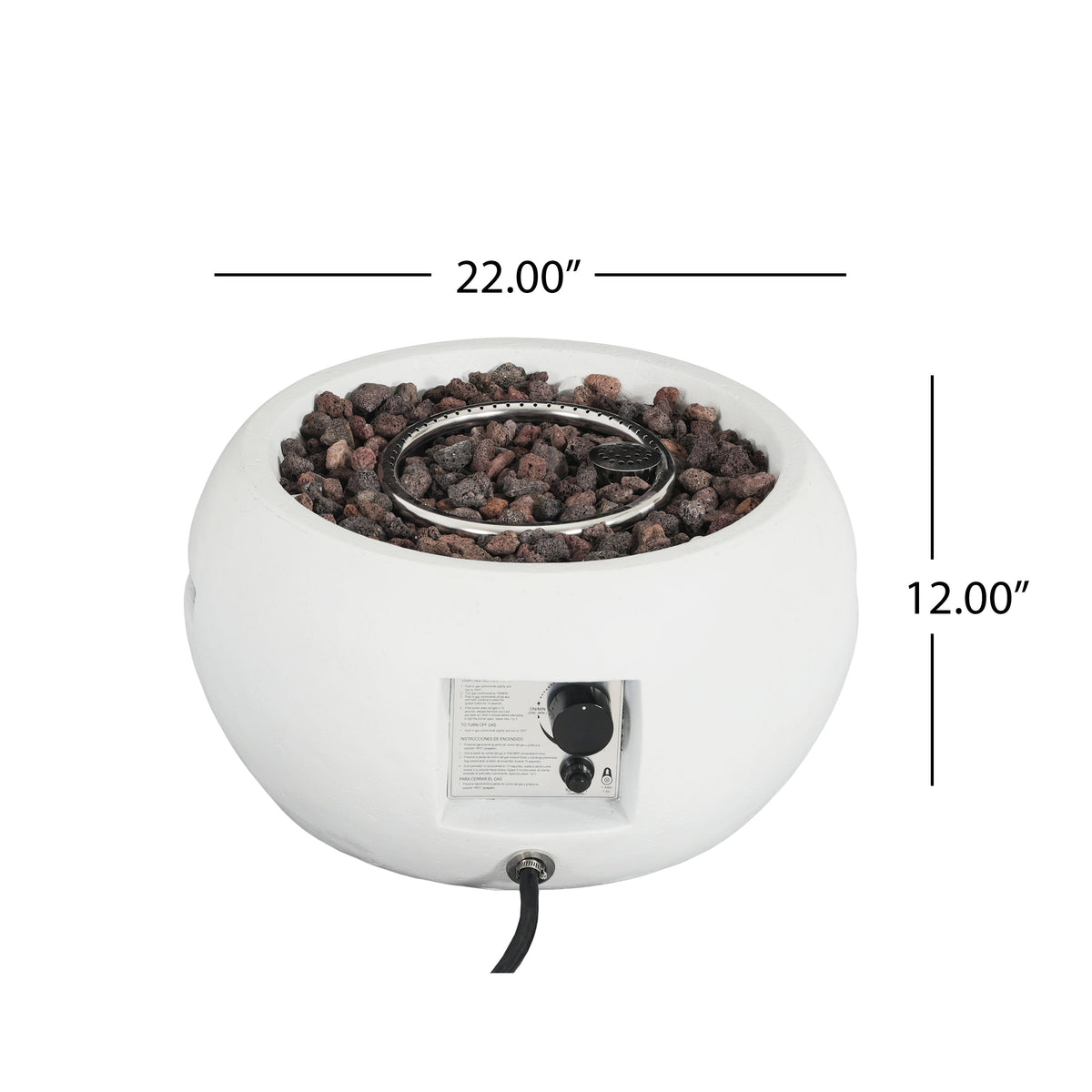 Patio MGO Propane Fire Pit with 40,000 BTU Output - White or Brown, photo 4 of 10