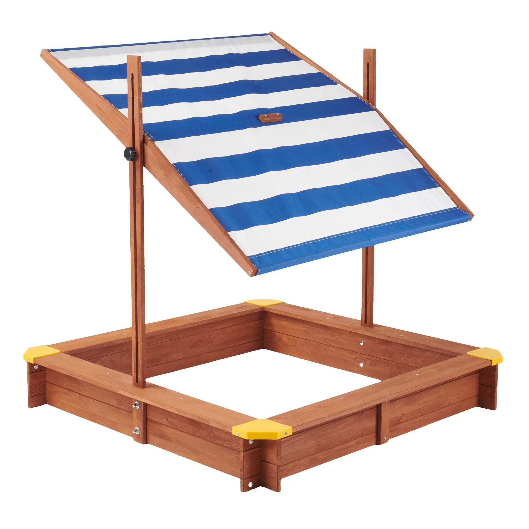 Kids Sandbox With Cover, Sand Box With Adjustable Canopy, Large Outdoor Cedar Sandpit For Backyard Play - Reddish Brown by HouseOfZazla
