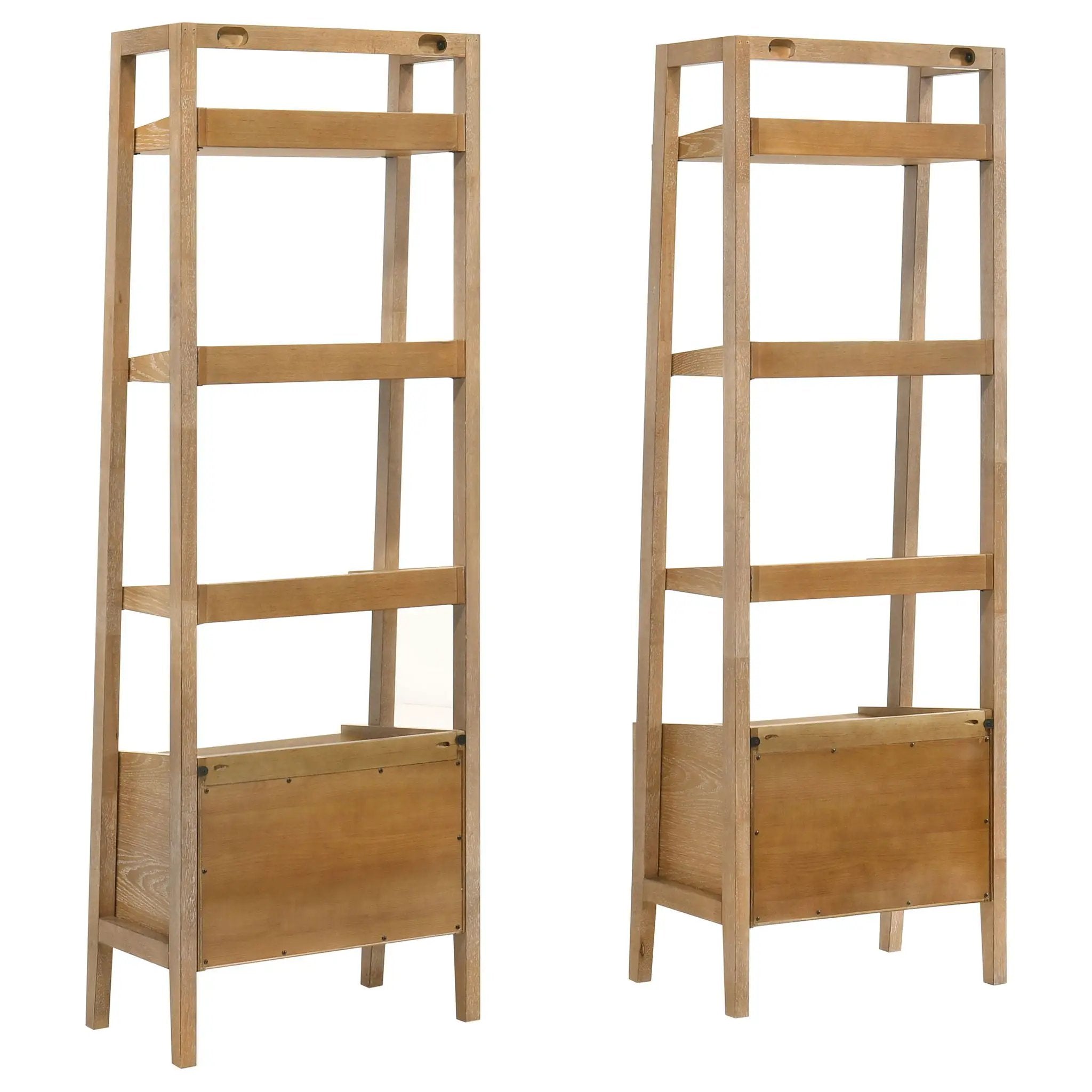 Fabian 2-piece 3-shelf Bookshelf with Drawer Distressed Light Brown by Unique Piece Furniture