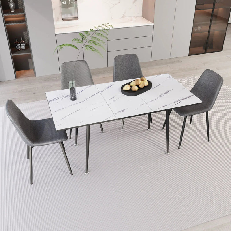 Modern Extendable Dining Table And Chair Set by Unique Piece Furniture