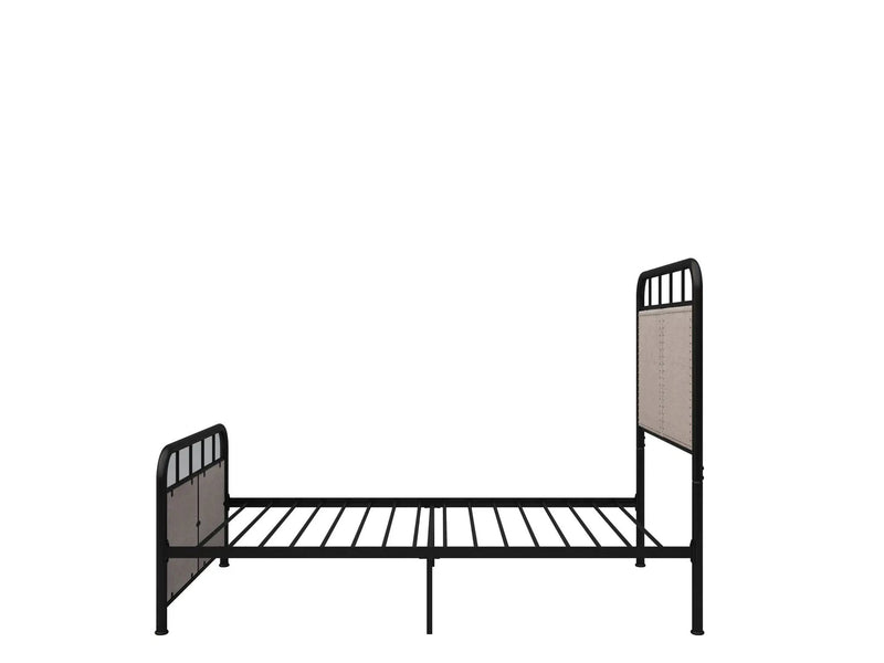 Twin Size Linen Upholstered Platform Metal Bed Frame With Fabric Headboard And Footboard - Brown by HouseOfZazla