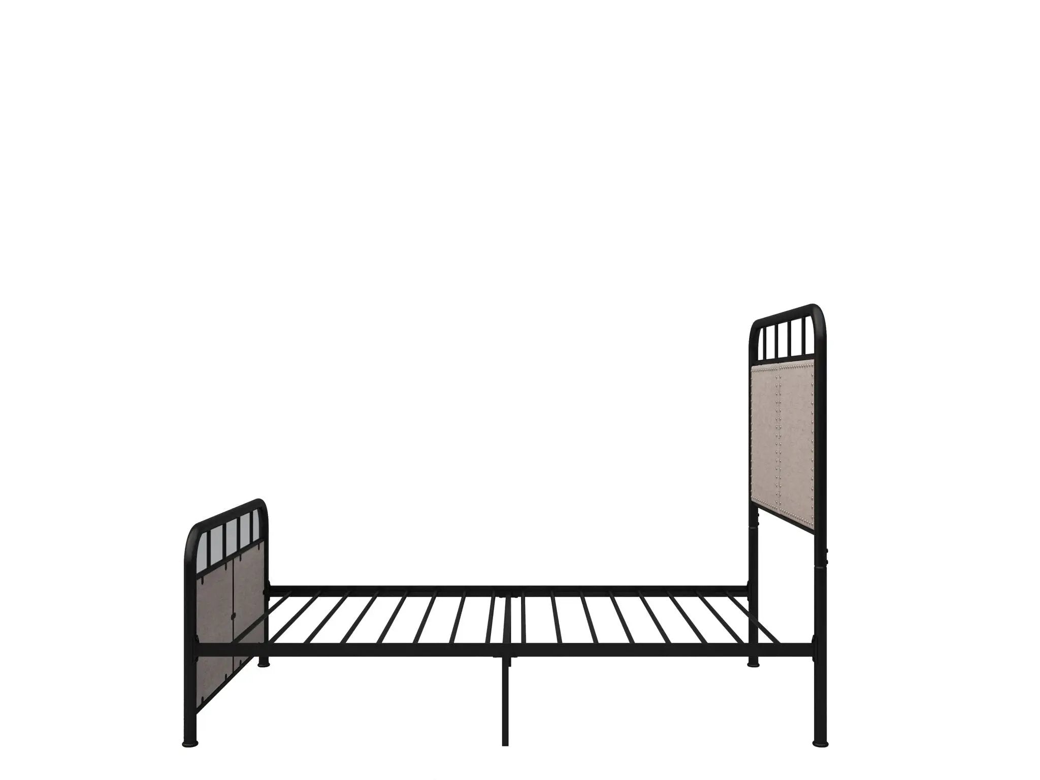 Twin Size Linen Upholstered Platform Metal Bed Frame With Fabric Headboard And Footboard - Brown by Unique Piece Furniture