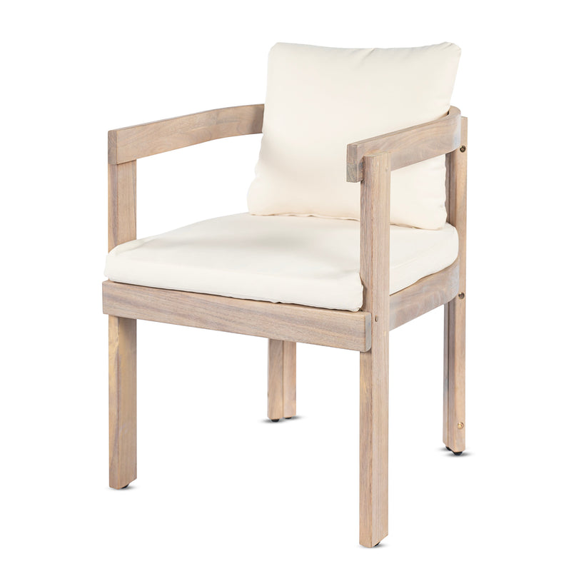 Acacia Wood Dining Chairs Set of 2, Armchairs with Cushions by HouseOfZazla