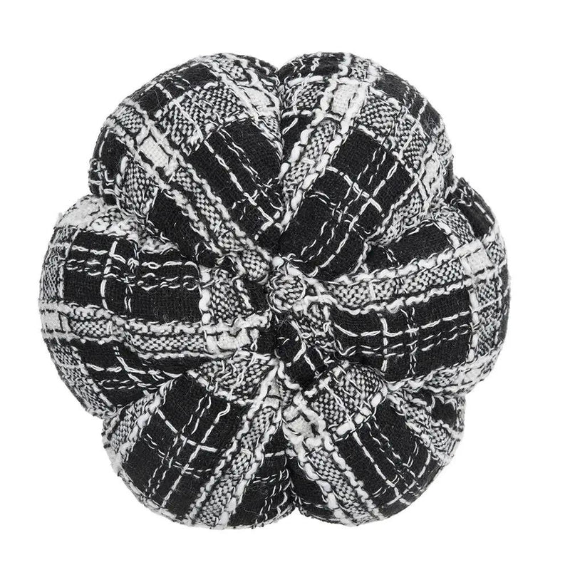 Light Plaid Pumpkin, For Holiday Halloween Decor - Black / White by HouseOfZazla
