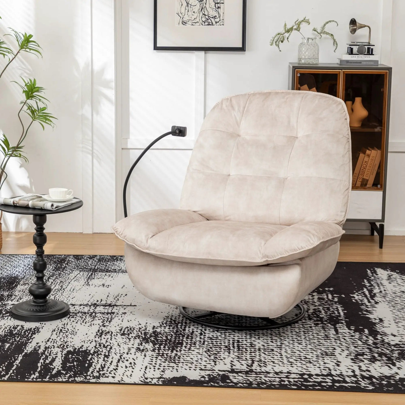 Modern Swivel Gliding Recliner Chair With Rocking Function And Phone Holder, Large Comfortable by HouseOfZazla