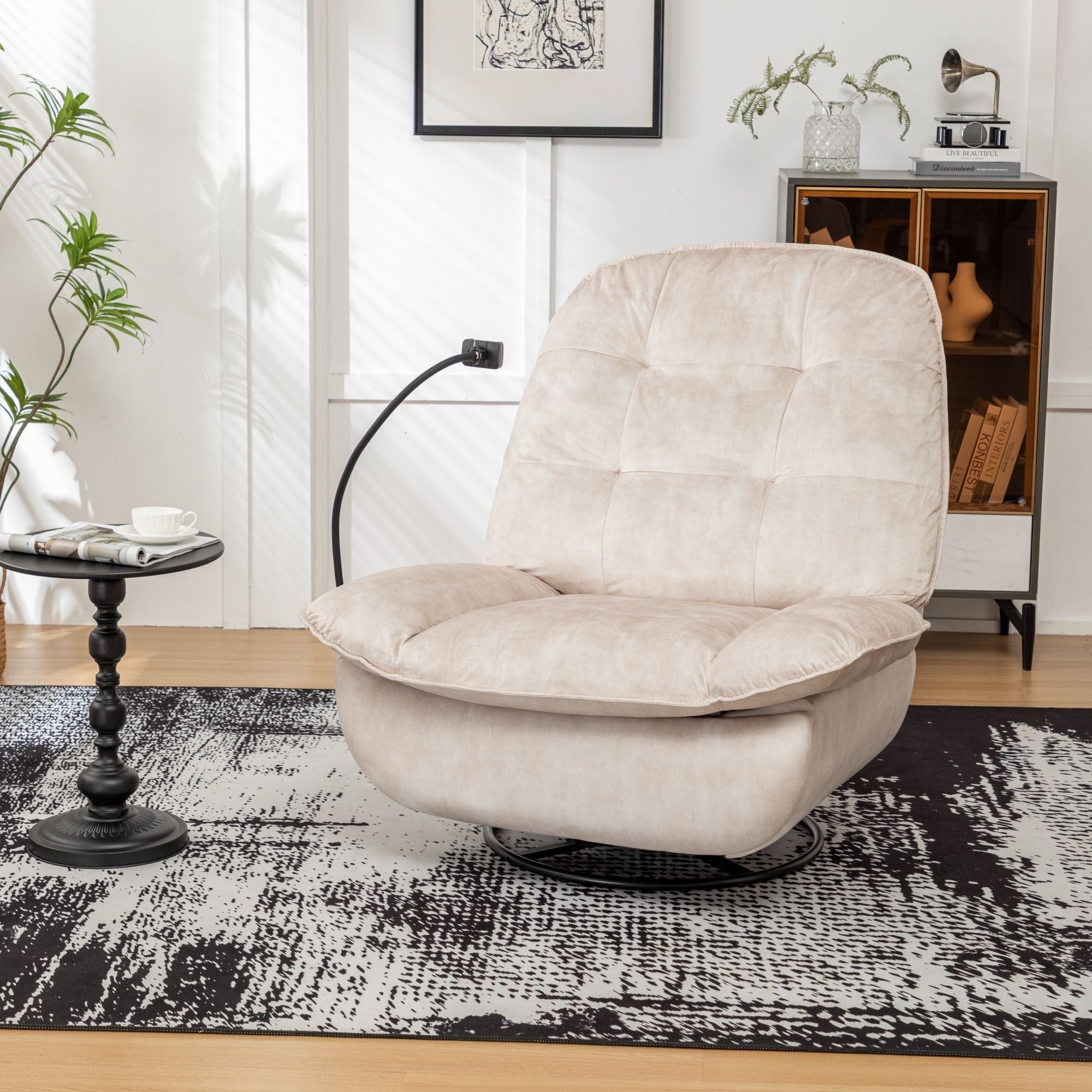 Modern Swivel Gliding Recliner Chair With Rocking Function And Phone Holder, Large Comfortable by HouseOfZazla