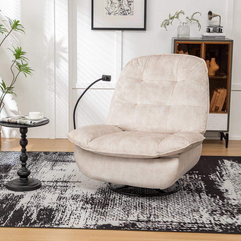 Modern Swivel Gliding Recliner Chair With Rocking Function And Phone Holder, Large Comfortable by HouseOfZazla