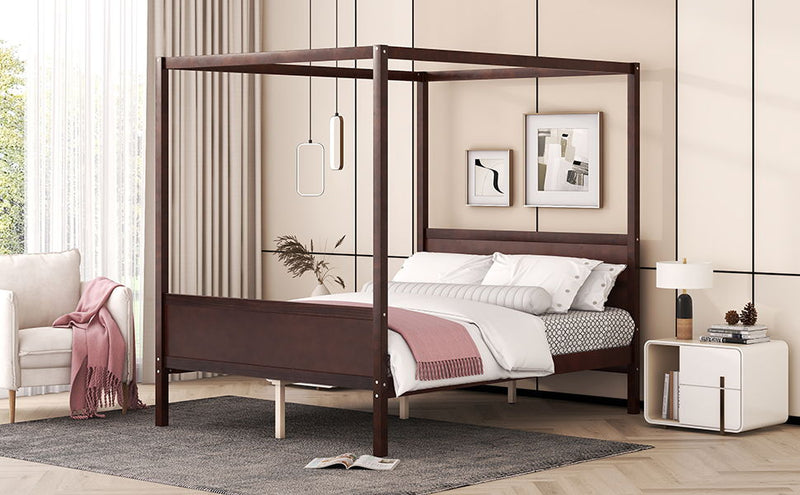Canopy Platform Bed With Headboard And Footboard, Slat Support Leg by HouseOfZazla
