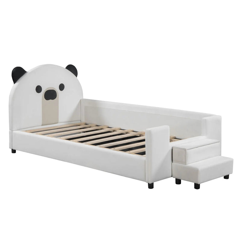 Upholstered Daybed With Bear Shaped Headboard, Hydraulic System And Breathable Fence by HouseOfZazla