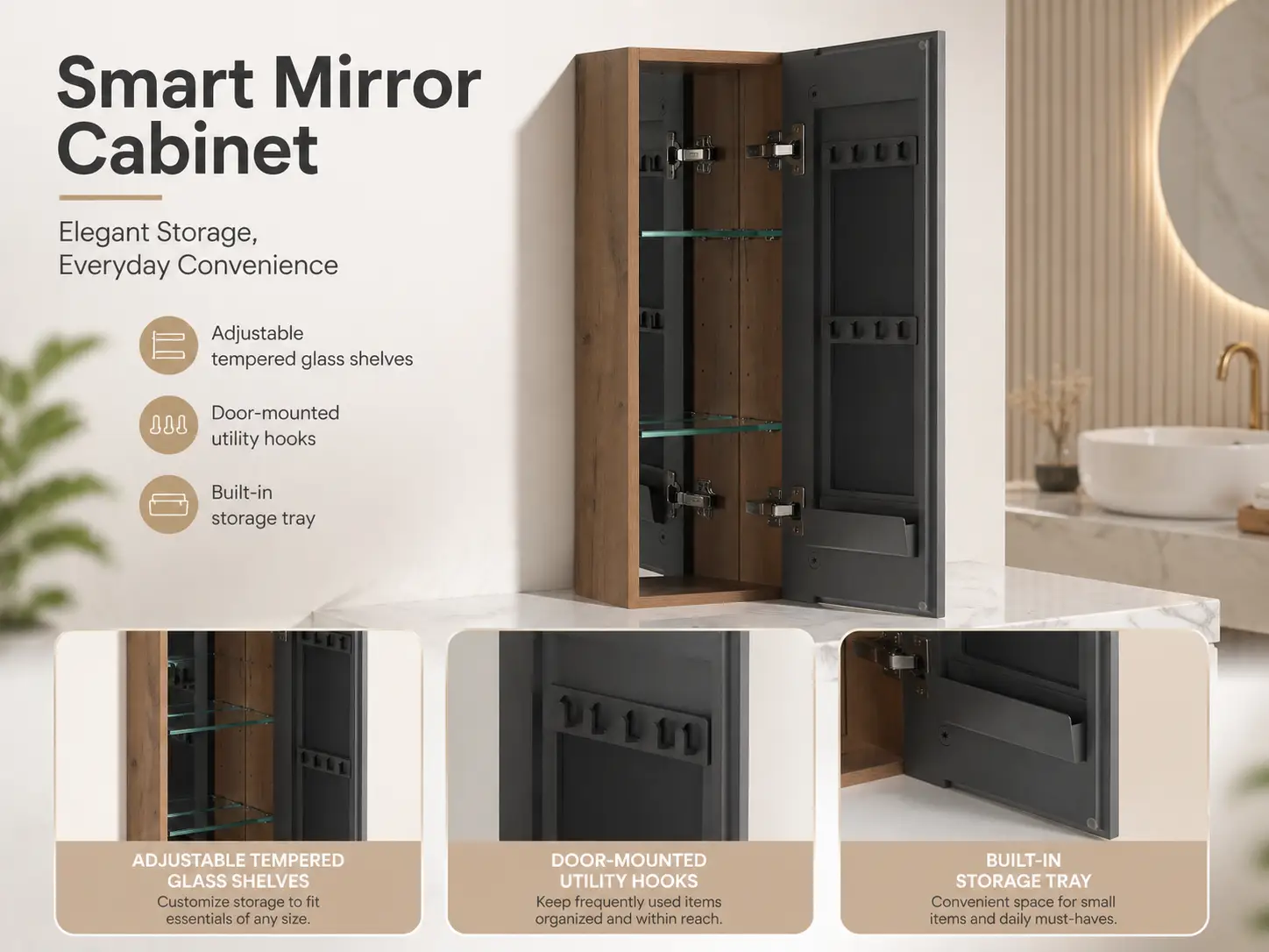10'' Bathroom Mirror Cabinet with Storage by HouseOfZazla