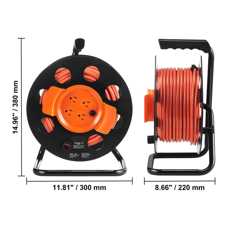 100FT Extension Cord Reel with 4 Outlets and Dust Cover, photo 8 of 10