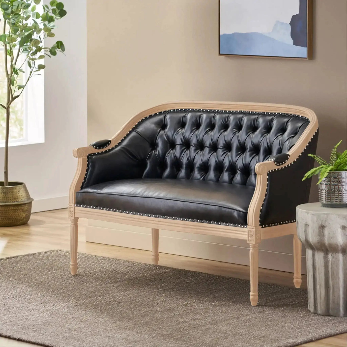French Country Chesterfield Style Tufted Loveseat by HouseOfZazla