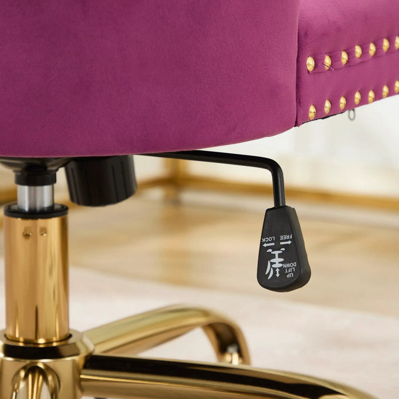 Office Chair Modern Velvet Upholstered Tufted Button (Purple) by HouseOfZazla