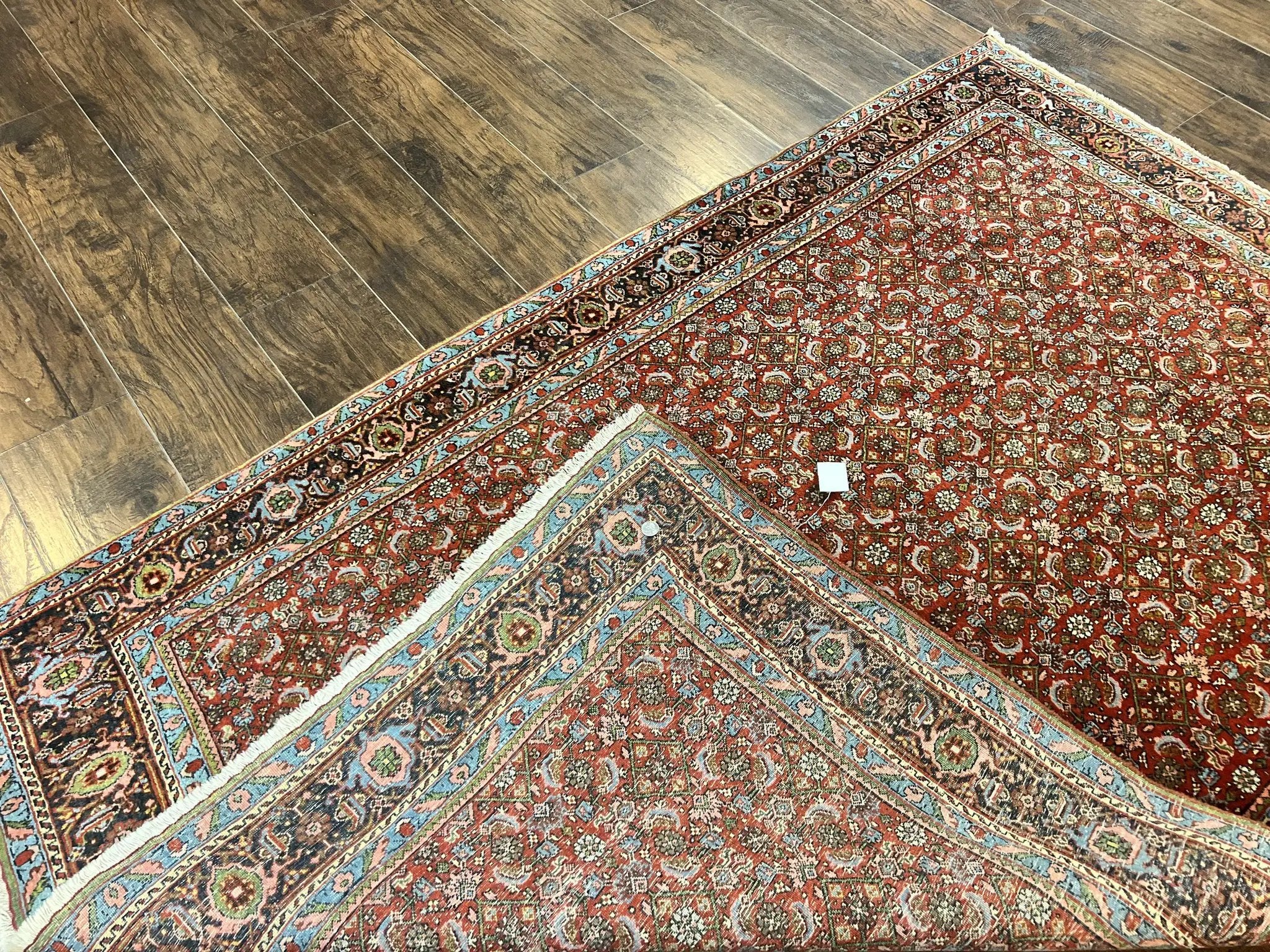 Antique Persian Bidjar Rug 5x7, Repeated Allover Herati Pattern, Red, Handmade Wool Carpet by Jewel Rugs