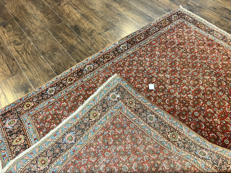 Antique Persian Bidjar Rug 5x7, Repeated Allover Herati Pattern, Red, Handmade Wool Carpet by Jewel Rugs
