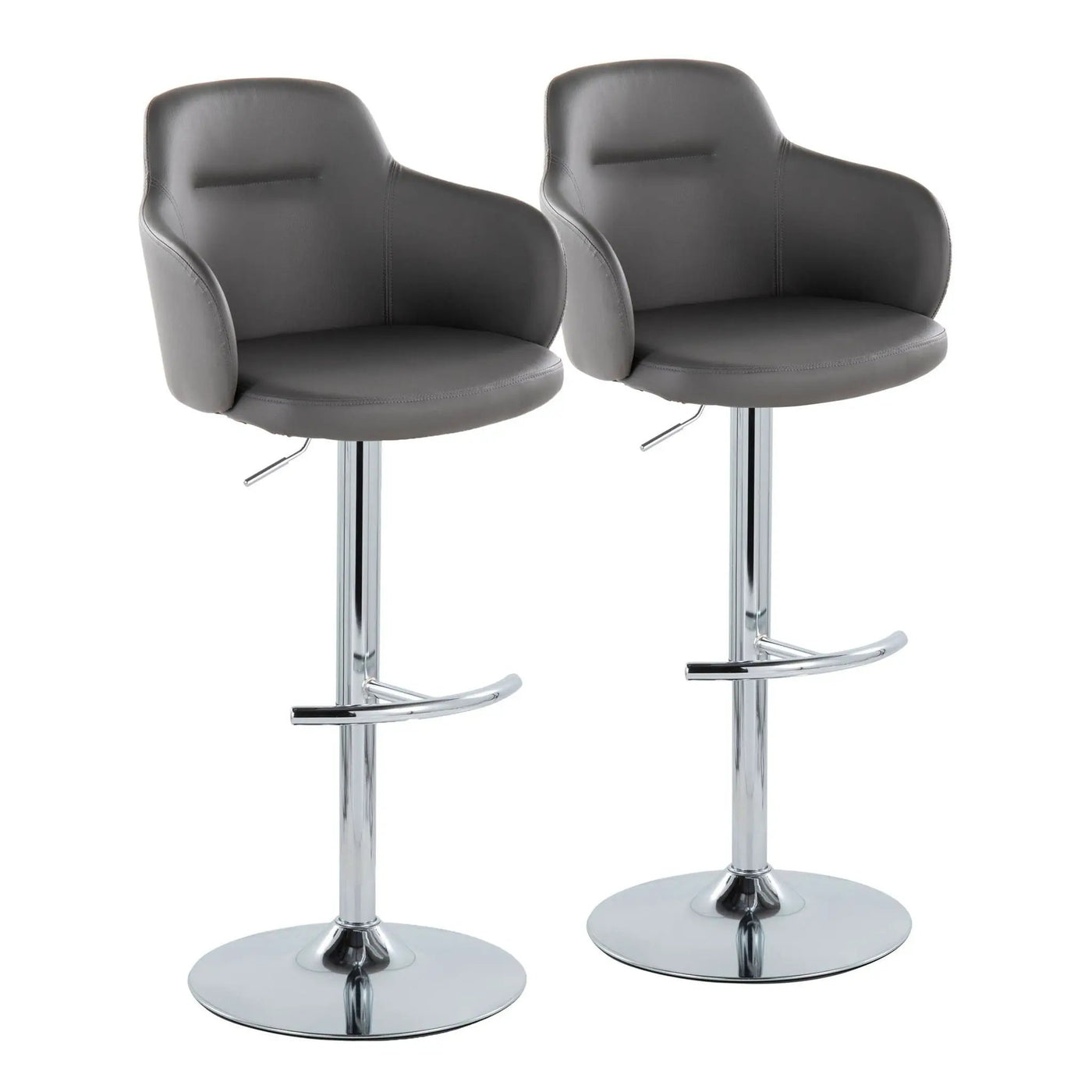 Boyne - Contemporary Adjustable Barstool With Swivel & Rounded T Footrest (Set of 2) by HouseOfZazla