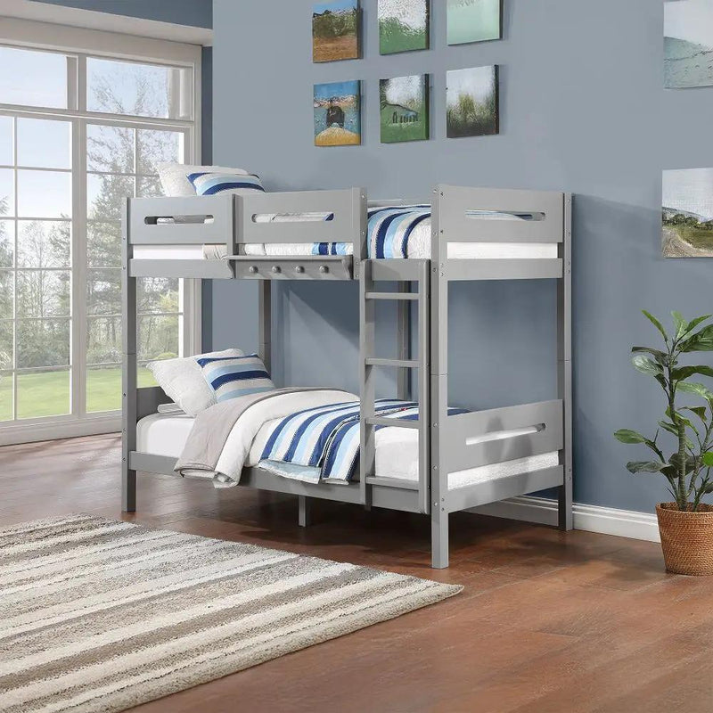 Edah - Twin Over Twin Bunk Bed - Gray by Unique Piece Furniture