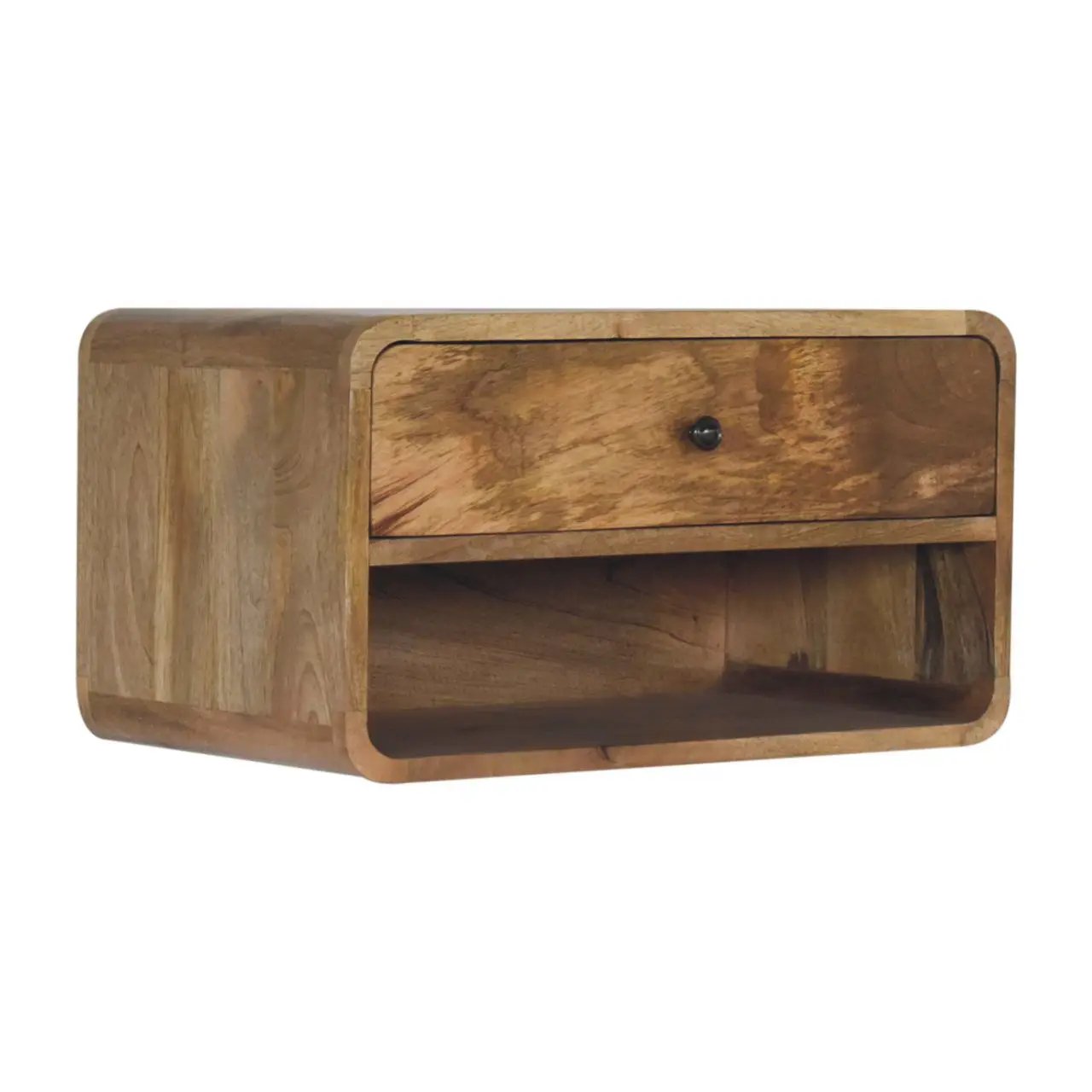 Solid Wood Large Floating Curve Open Slot Bedside by HouseOfZazla