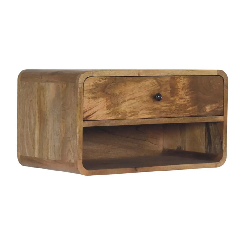 Solid Wood Large Floating Curve Open Slot Bedside by HouseOfZazla